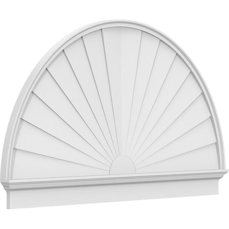 Half Round Sunburst Architectural Grade PVC Combination Pediment, 66W X 39-3/4H X 2-3/4P